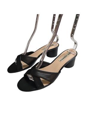 Karl Lagerfeld Black Leather Fawn Slide Sandals Sz 10